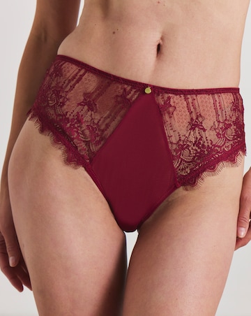 Pretty Secrets Eyelash Lace Full Brief Knickers Burgundy