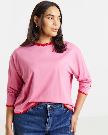 Simply Be Chocolate Whipstitch Long Sleeve T-Shirt