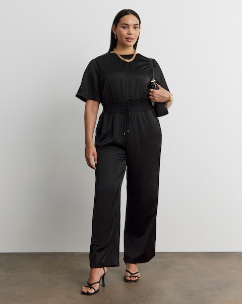 Joanna Hope Black Satin Jumpsuit