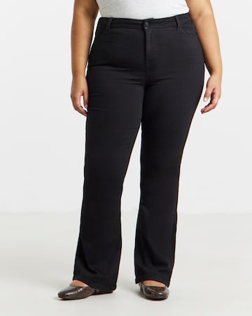 Black Stretch Denim Flared Jeans