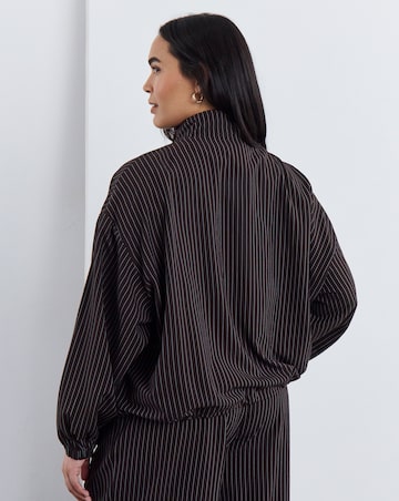 Simply Be Chocolate Stripe Full Zip Funnel Neck Top Co Ord
