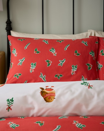 Catherine Lansfield Christmas Robins Duvet Cover Set