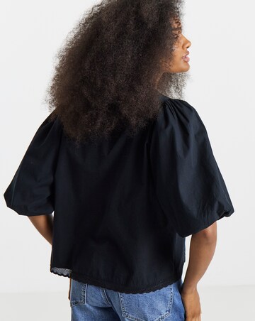 Black Broderie Cutwork Blouse