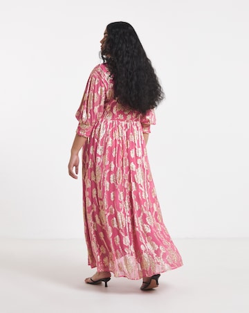 Simply Be Pink and Gold Jacquard Detail Maxi Dress