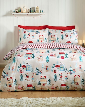 Catherine Lansfield Christmas Mouse Town Duvet Cover Set