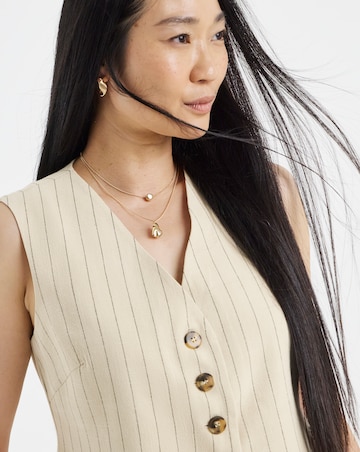 Stripe Linen Mix Longline Waistcoat