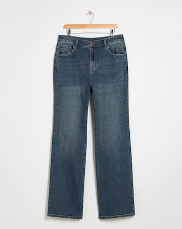 Mid Blue Side Embellished Wide Leg Jeans