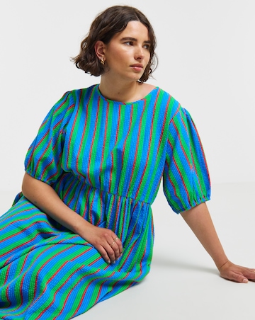 Seersucker Stripe Midi Dress