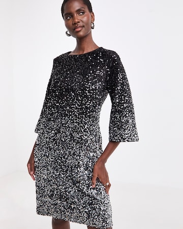 Ombre Sequin Shift Dress