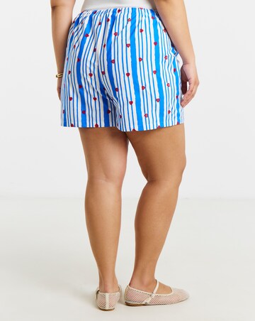 Blue Stripe Embroidered Short