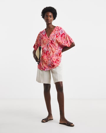 Printed Textured Crinkle Tunic Top
