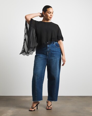 Joanna Hope Black Lace Cape Top