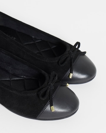 Vine Classic Toe Cap Leather Ballerina Shoes - Extra Wide Fit (EEE)