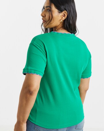 Simply Be Lilac And Green Short Sleeve Scallop Edge T-Shirt