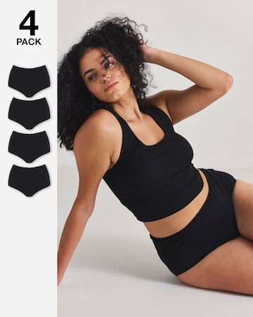 Pretty Secrets (4 Pack) Cotton Full Fit Knickers Black