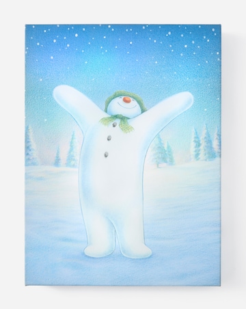The Snowman with Northern Lights Lit Canvas
