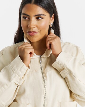 Simply Be Stone Cropped Utility Jacket