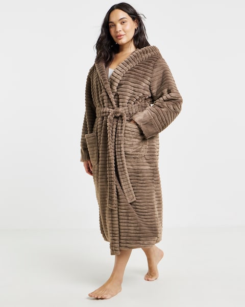 Pretty Secrets Luxury Hooded Dressing Gown Cocoa