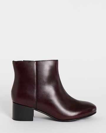 Chiba Leather Low Block Heel Ankle Boots - Wide Fit (E)