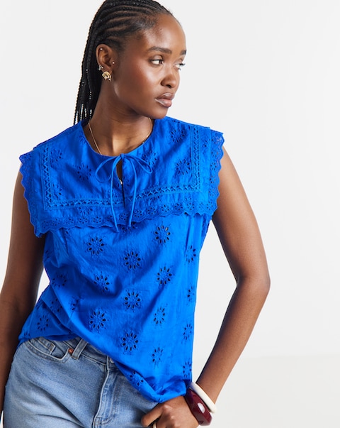 Simply Be Sailor Collar Broderie Top