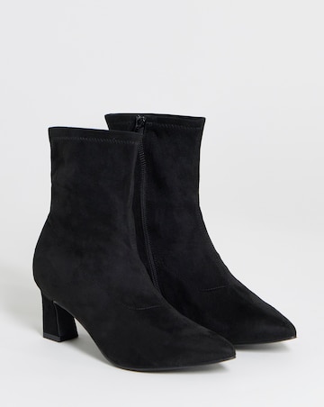 Julia Pointed Toe Heeled Ankle Sock Boots - Wide Fit (E)