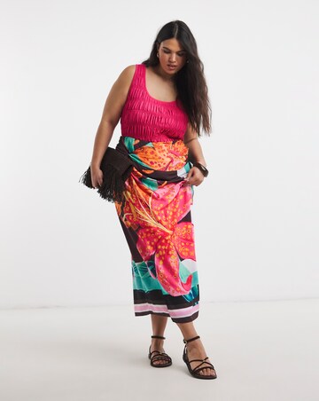 Floral Print Midi Wrap Skirt