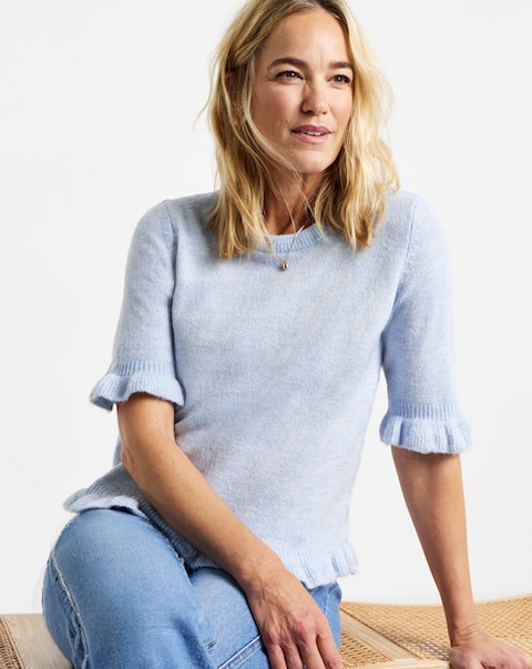 Frill Knit Short Sleeve Jumper