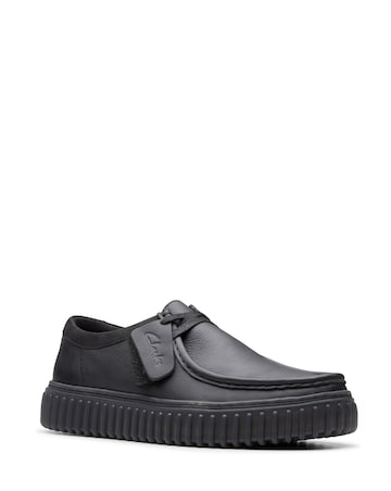 Clarks Torhill Lo Leather Shoe - Black