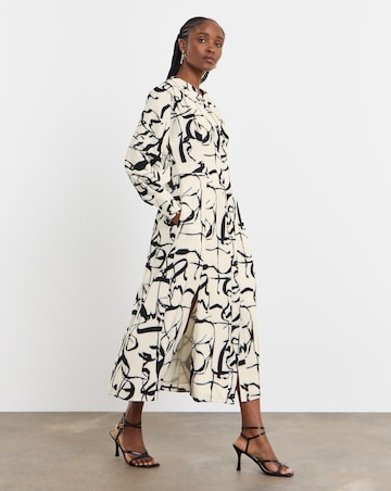 Joanna Hope Ivory Print Tie Waist Shirt Dress