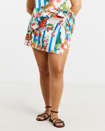 Plate Print Wrap Skort