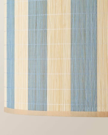ValueLights Lori Medium Blue Stripe Bamboo Printed Shade 30cm