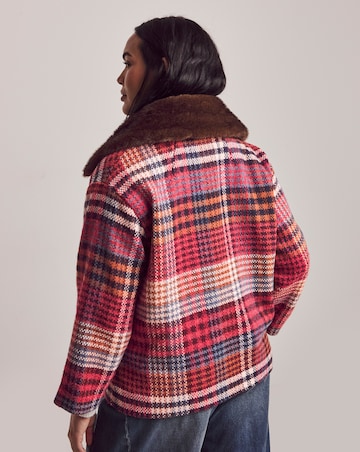 Julipa Check Fur Trim Collar Coat