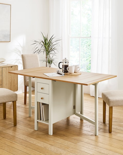New In - Nelle Dropleaf Two Tone Dining Table