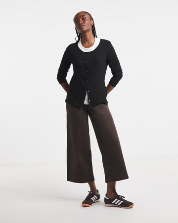 Simply Be Black And White Double Layer Button Through Top