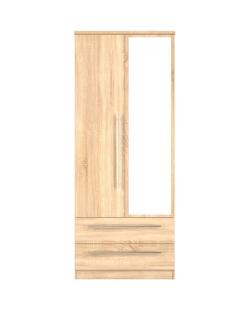 Osprey Ready Assembled 2 Door 2 Drawer Mirrored Wardrobe - Kids