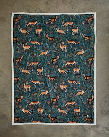 Fox and Deer Printed Fleece Heated Throw