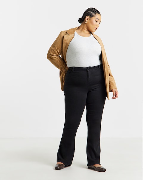 Stretch Denim Flared Jeans