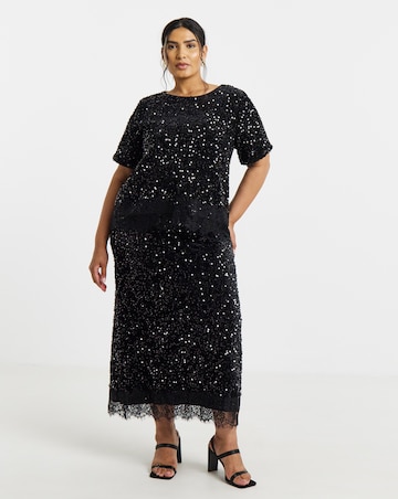 Vila O-Neck Sequin Lace Top