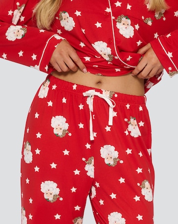 Loungeable Christmas Santa Super Soft Long Sleeve Button Through Pyjama Set