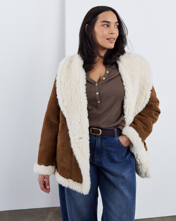 Simply Be Suedette Shawl Collar Aviator