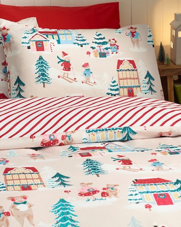 Catherine Lansfield Christmas Mouse Town Duvet Cover Set