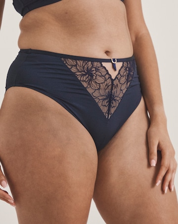 Pretty Secrets Contrast Embroidery Brief Knickers Navy