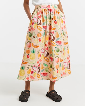 Twisted Wunder Cotton Fruit Print Maxi Skirt