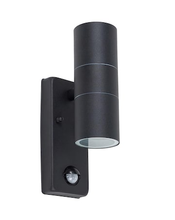 ValueLights Black Outdoor Up Down IP44 PIR Motion Sensor Light - Bulb Included