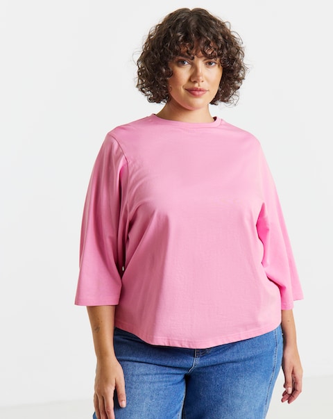 Simply Be Pink Kimono Sleeve Top
