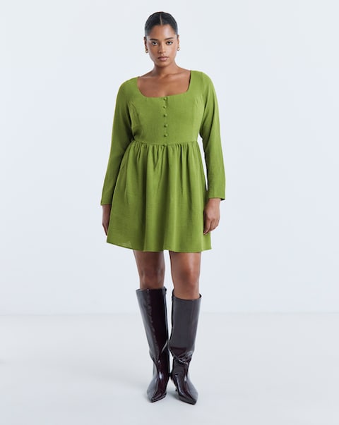 Simply Be Green Historic Detail Skater Dress