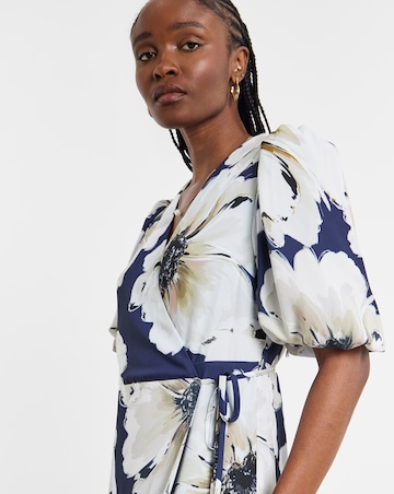 Joanna Hope Wrap Dress With Puff Sleeves