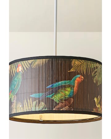 ValueLights Daintree Medium Monochrome Bamboo Drum Shade 35cm