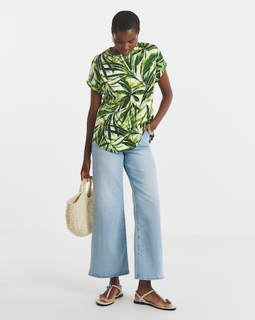 Pure Cotton Longline Short Sleeve Curved Hem Top