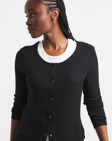 Simply Be Black And White Double Layer Button Through Top